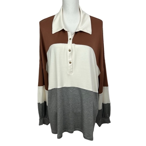 NWT Maurice’s Women’s Pullover Top Sz 3X Multi Colors Stretch 4 Buttons On Front - Picture 1 of 14